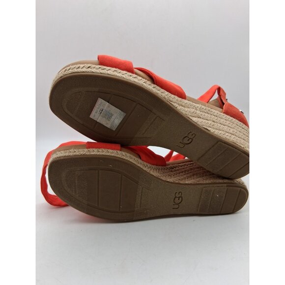 UGG Yarrow Sz 7 Orange Wedge Heel Open Sandal Casual Straps Open Toe Zipper EUC - Picture 16 of 16